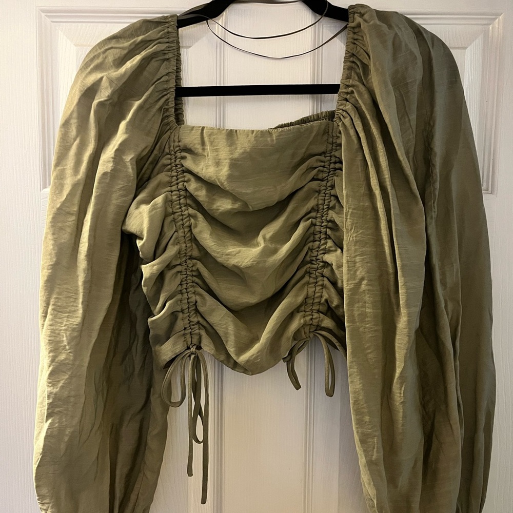 HYFVE Olive Ruched Long Sleeve Top
